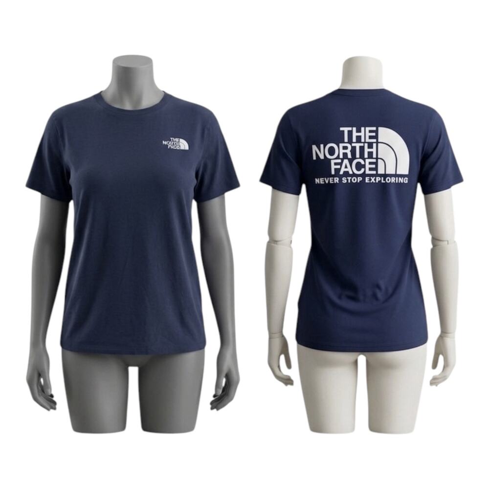The North Face Navy Blue Women’s XL T-Shirt “Never Stop Exploring” Logo Tee